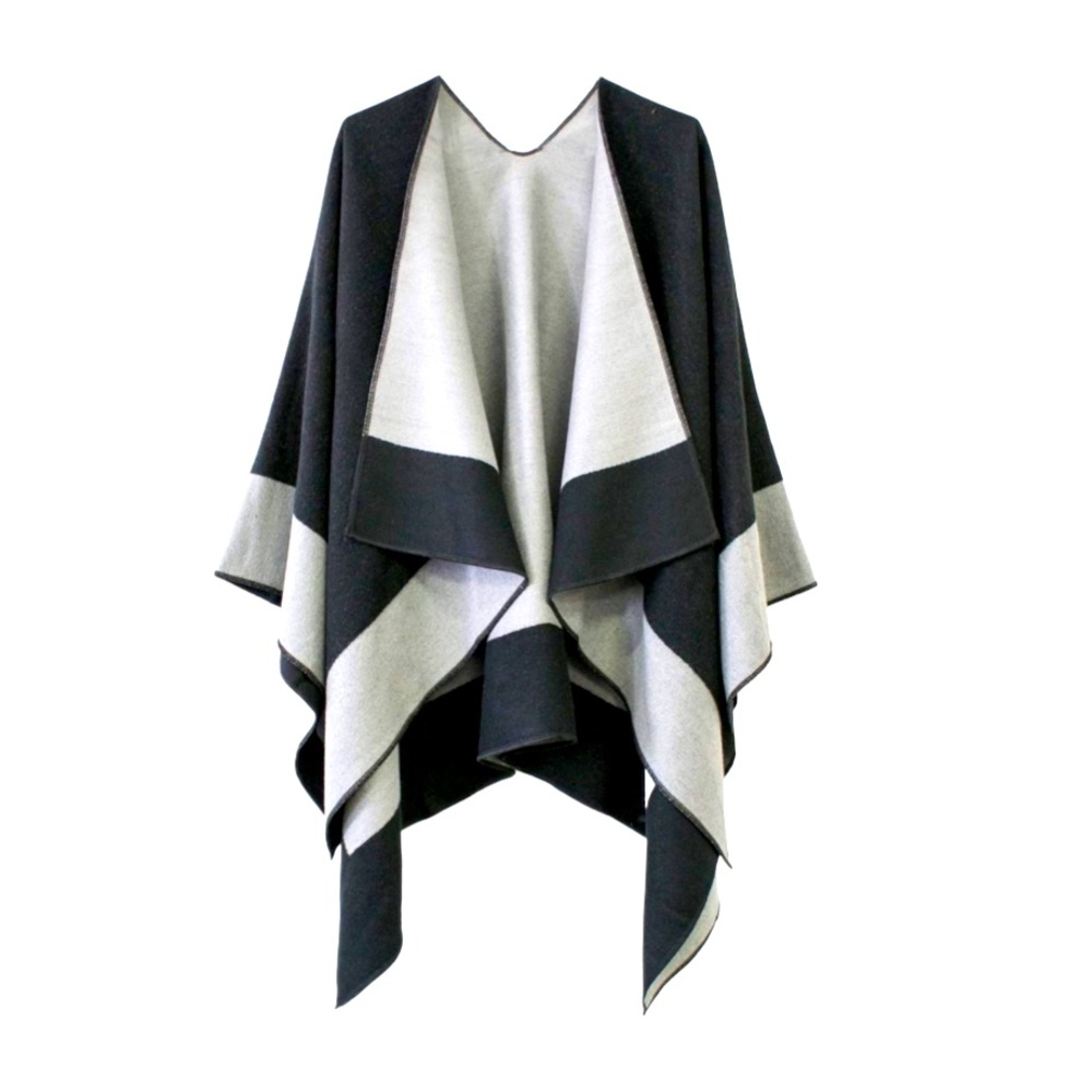 Dillards Color Block Reversible Poncho Shawl Wrap - image 1